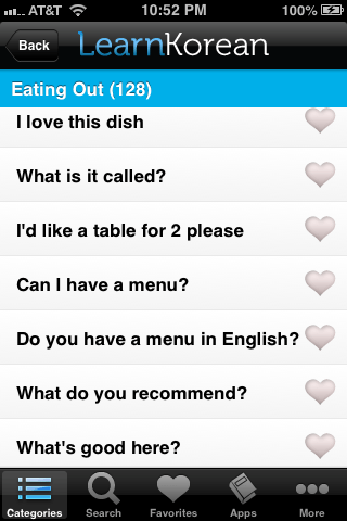 Learn Korean app Eating Out